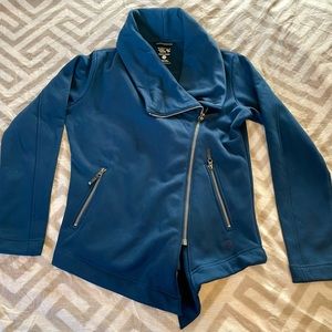 Mountain Hardware Fleece Full Zip Asymmetrical Wrap Moto Zip Jacket Blue Medium